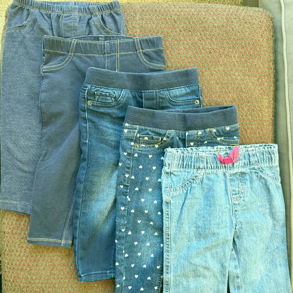Girls 18M Lot 5 Jeans Denim Leggings Carter's Cat & Jack Jumping Beans